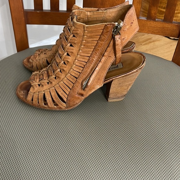 PAUL GREEN Cuoio Brown Cayanne Leather Peep Toe Bootie Boot/ sandal - Picture 7 of 14